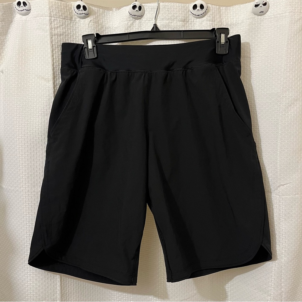 Lands’ End Swim Board Shorts Bermuda Length Summer Beach Pockets Black 12